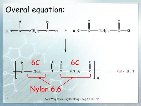 New Way Chemistry for Hong Kong A-Level 3B 1 Overal equation: Nylon 6,6 6C.