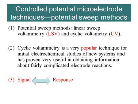 Controlled potential microelectrode techniques—potential sweep methods