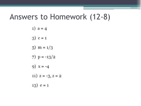 Answers to Homework (12-8)