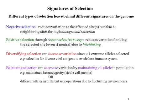 Signatures of Selection