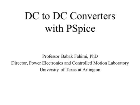 DC to DC Converters with PSpice