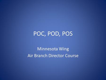 POC, POD, POS Minnesota Wing Air Branch Director Course.