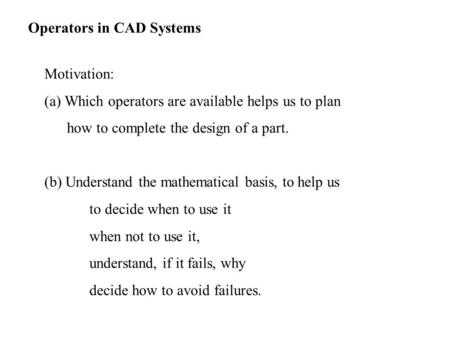 Operators in CAD Systems