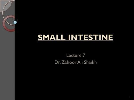 Lecture 7 Dr. Zahoor Ali Shaikh