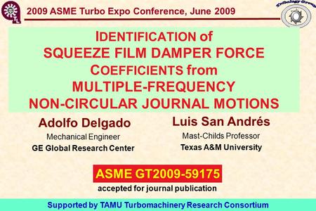 GT2009-59175 SFD Force Coefficients- Multiple Frequency I DENTIFICATION of SQUEEZE FILM DAMPER FORCE C OEFFICIENTS from MULTIPLE-FREQUENCY NON-CIRCULAR.