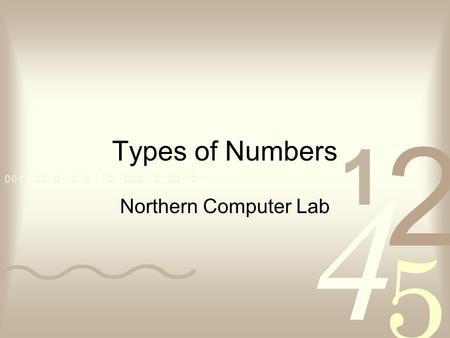 Types of Numbers Northern Computer Lab. The binary number system is a “base-2” number system. This means there are only two numerals 0 and 1.