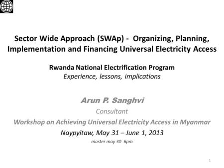 Workshop on Achieving Universal Electricity Access in Myanmar