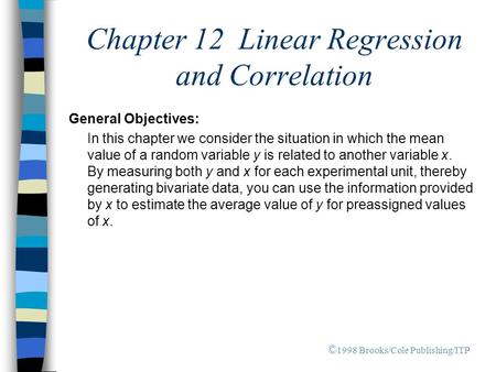 Chapter 12 Linear Regression and Correlation