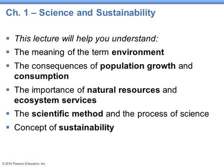 Ch. 1 – Science and Sustainability