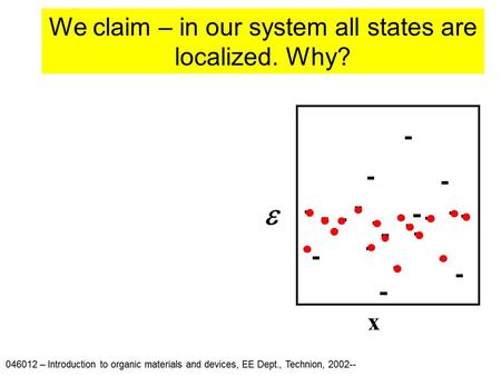 We claim – in our system all states are localized. Why? x 