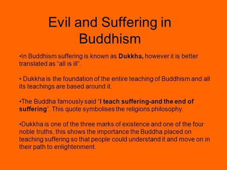 Evil and Suffering in Buddhism
