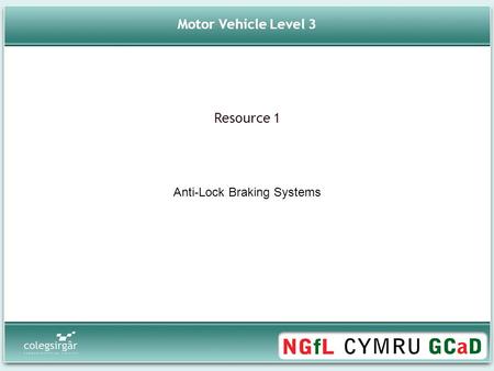 Motor Vehicle Level 3 Anti-Lock Braking Systems Resource 1.