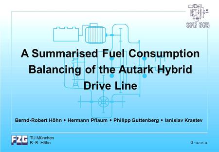 A Summarised Fuel Consumption Balancing of the Autark Hybrid Drive Line Bernd-Robert Höhn  Hermann Pflaum  Philipp Guttenberg  Ianislav Krastev 0 /