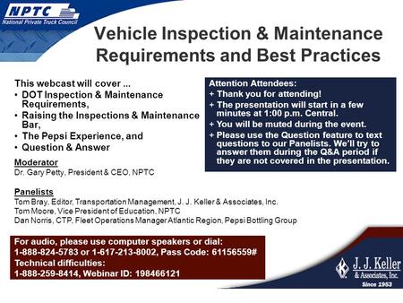 Vehicle Inspection & Maintenance Requirements and Best Practices