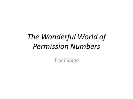 The Wonderful World of Permission Numbers Traci Saige.