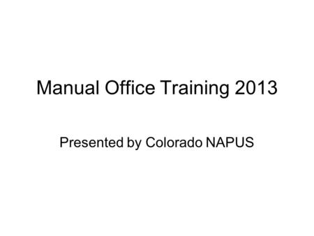 Manual Office Training 2013