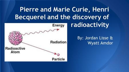 Pierre and Marie Curie, Henri Becquerel and the discovery of radioactivity By: Jordan Lisse & Wyatt Amdor.