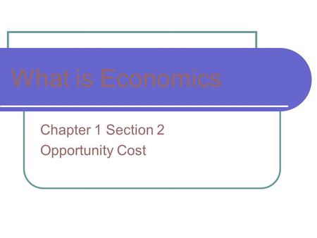Chapter 1 Section 2 Opportunity Cost