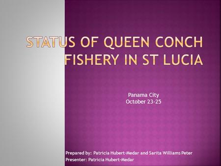 Prepared by: Patricia Hubert-Medar and Sarita Williams Peter Presenter: Patricia Hubert-Medar Panama City October 23-25.