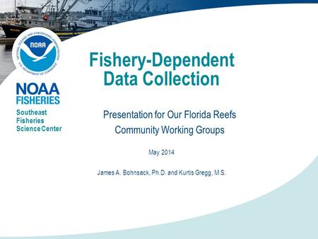 Fishery-Dependent Data Collection Presentation for Our Florida Reefs Community Working Groups Southeast Fisheries Science Center May 2014 James A. Bohnsack,