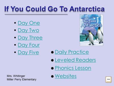 Day One Day Two Day Three Day Four Day Five  Daily Practice Daily Practice  Leveled Readers Leveled Readers  Phonics Lesson Phonics Lesson  Websites.
