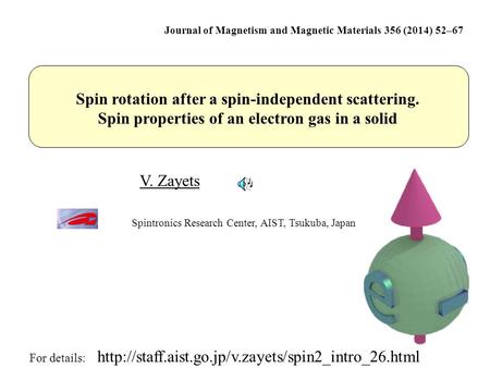 Spintronics Research Center, AIST, Tsukuba, Japan Spin rotation after a spin-independent scattering. Spin properties of an electron gas in a solid Journal.