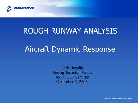 Aircraft Dynamic Response