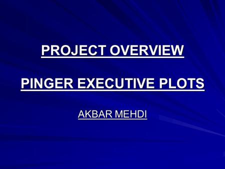 PROJECT OVERVIEW PINGER EXECUTIVE PLOTS AKBAR MEHDI.