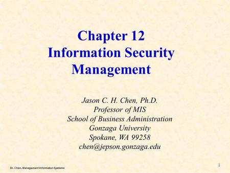 Chapter 12 Information Security Management