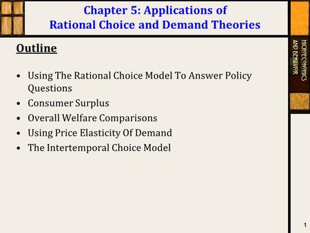 Chapter 5: Applications of Rational Choice and Demand Theories