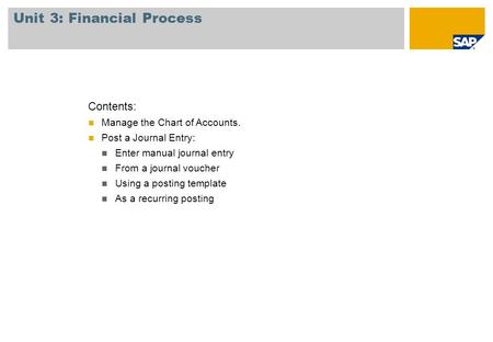 Unit 3: Financial Process