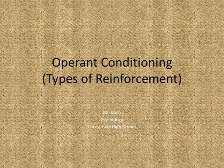 Operant Conditioning (Types of Reinforcement) Mr. Koch Psychology Forest Lake High School.