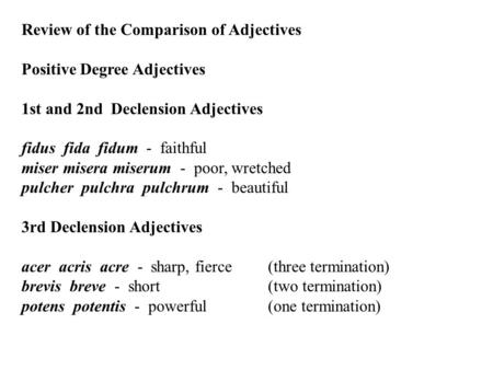 Review of the Comparison of Adjectives