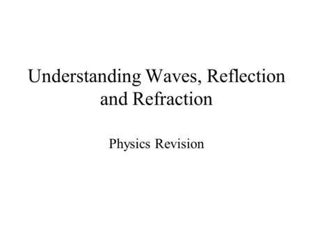 Understanding Waves, Reflection and Refraction Physics Revision.