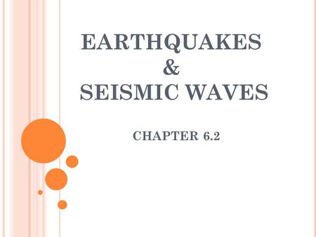 EARTHQUAKES & SEISMIC WAVES CHAPTER 6.2. W HAT IS AN EARTHQUAKE ? The shaking and trembling that results from the movement of rock beneath Earth’s surface.