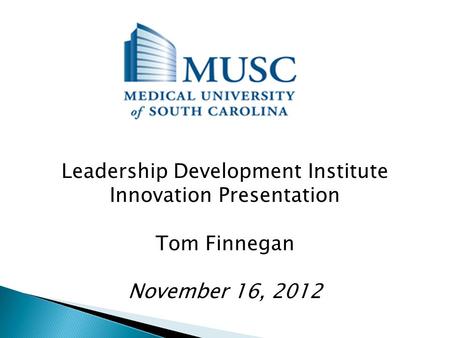 Leadership Development Institute Innovation Presentation Tom Finnegan November 16, 2012.