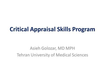 Critical Appraisal Skills Program