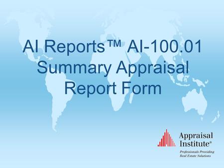 AI Reports™ AI-100.01 Summary Appraisal Report Form.