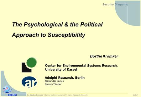 Dr. Dörthe Krömker (Center for Environmental Systems Research, Kassel); Slide 1 Security Diagrams Center for Environmental Systems Research, University.