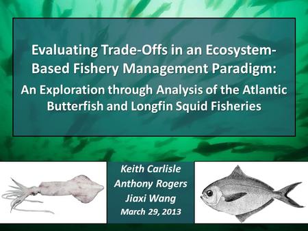Evaluating Trade-Offs in an Ecosystem- Based Fishery Management Paradigm: An Exploration through Analysis of the Atlantic Butterfish and Longfin Squid.