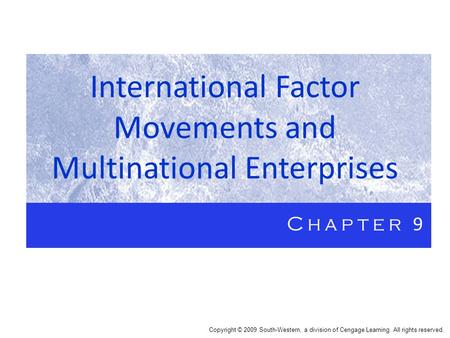 International Factor Movements and Multinational Enterprises