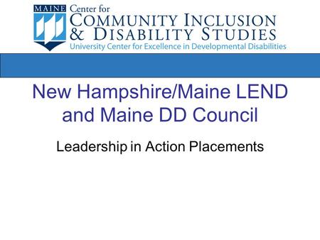New Hampshire/Maine LEND and Maine DD Council Leadership in Action Placements.