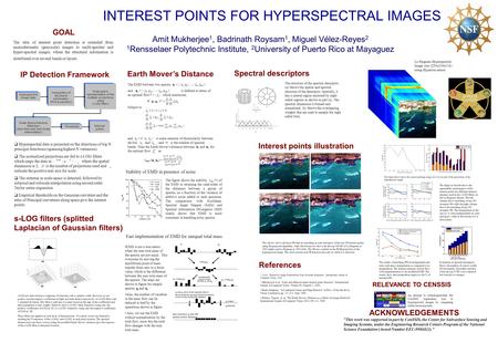 La Parguera Hyperspectral Image size (250x239x118) using Hyperion sensor. INTEREST POINTS FOR HYPERSPECTRAL IMAGES Amit Mukherjee 1, Badrinath Roysam 1,