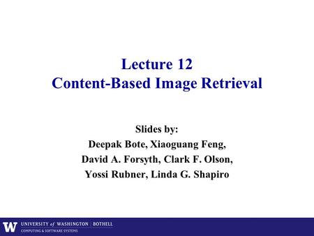 Lecture 12 Content-Based Image Retrieval