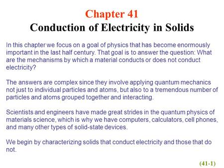 Conduction of Electricity in Solids