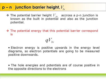 p – n junction barrier height,