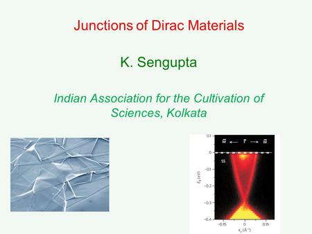 Junctions of Dirac Materials K. Sengupta Indian Association for the Cultivation of Sciences, Kolkata.
