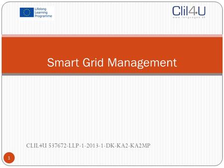 Smart Grid Management CLIL4U 537672-LLP-1-2013-1-DK-KA2-KA2MP 1.
