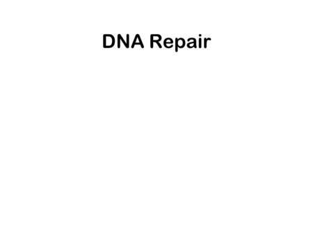 DNA Repair. Spontaneous Alterations Depurination and Deammination.