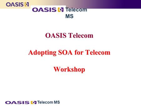 Telecom MS OASIS Telecom Adopting SOA for Telecom Workshop TelecomMS.